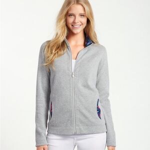 Tommy Bahama Aruba Floral Collar Grey Full-Zip Jacket Size Small